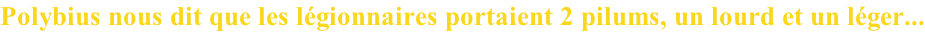 Polybius nous dit que les légionnaires portaient 2 pilums, un lourd et un léger...