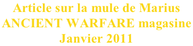 Article sur la mule de Marius  ANCIENT WARFARE magasine  Janvier 2011